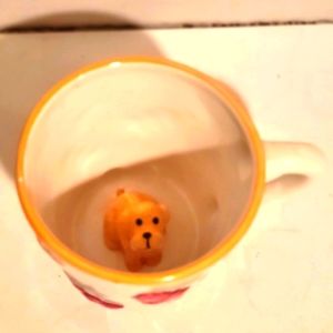 VTG SURPRISE PUPPY COFFEE CUP WITH PUPPY FIGURINE INSIDE SO 💖 CUTE